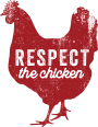 Respect the Chicken logo, a red chicken on a white background